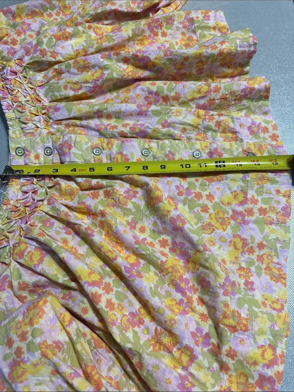 BWT Free People Women's Floral Off-Shoulder Button Front Top - Pink & Yellow - Picture 10 of 11